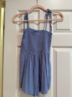 Forever 21 Lavender Blue Smocked Strap Romper